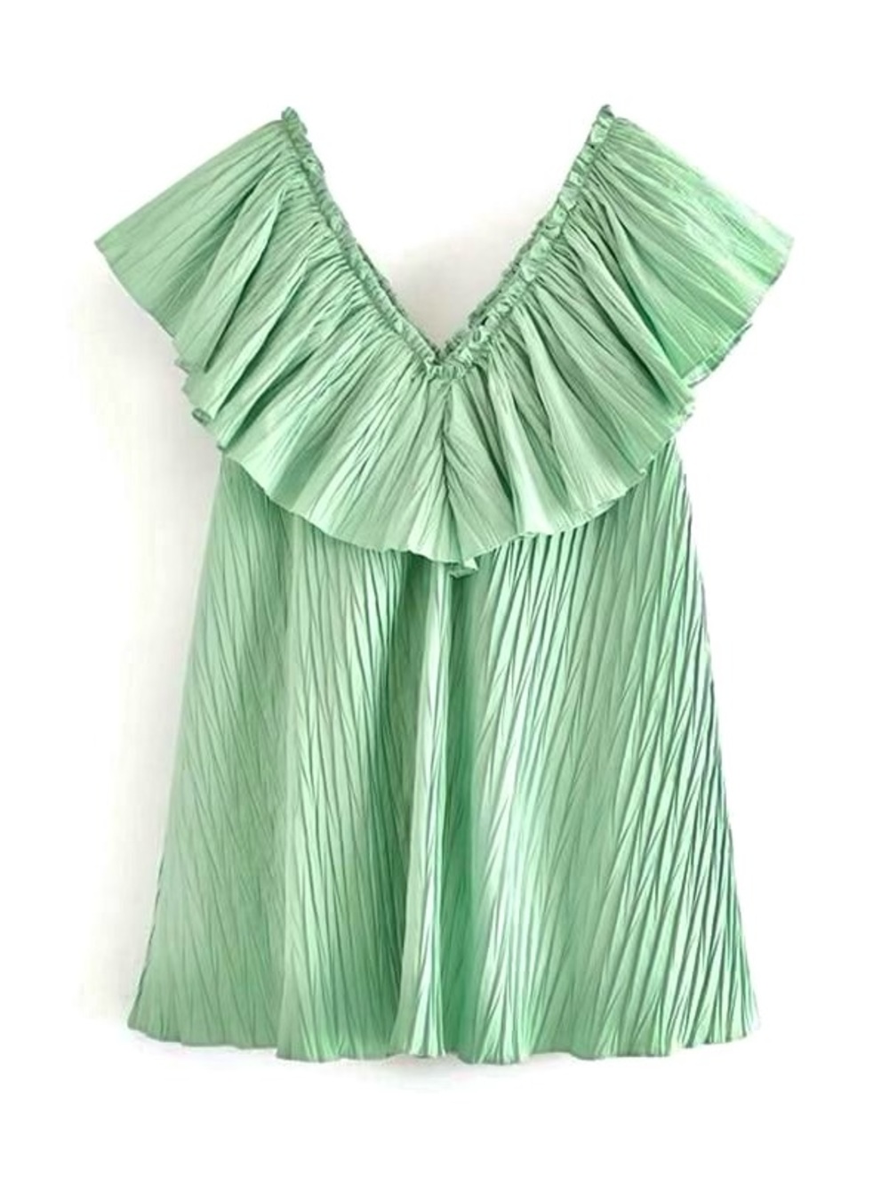 ZARA Women’s voluminous pleated mini dress💚💚
